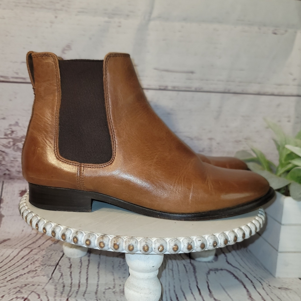FRYE Melissa Womens Cognac Brown Leather Chelsea Boots Size 9.5B - Picture 8 of 16